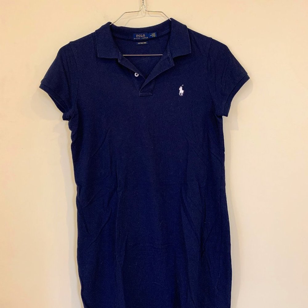 Polo Mesh Mini Navy Blue Collared Dress